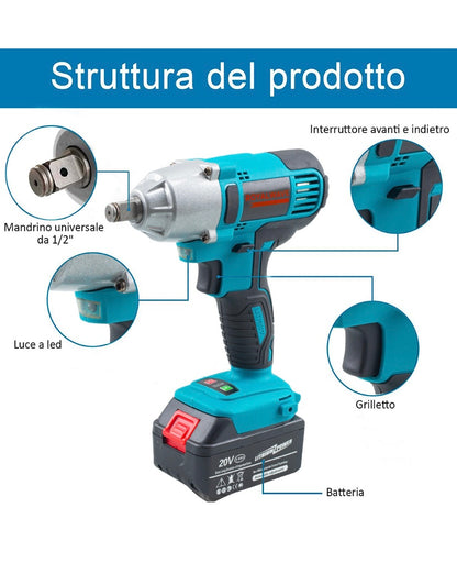 PISTOLA AVVITATORE/SVITA BULLONI 20V PORTATILE A BATTERIA E LED