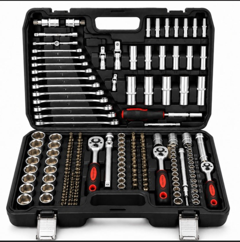 Set Valigetta Attrezzi 216 Pezzi Kit Chiavi a Bussola, Chiavi a Cricchetto