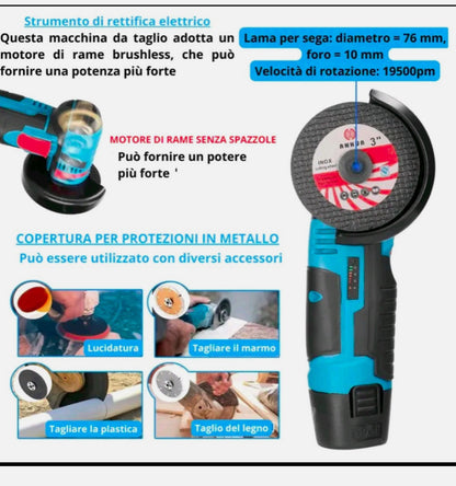 Trapano + Smerigliatrice Angolare Flex con 2 Batterie 48V mukins Kit Completo