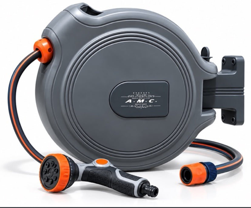 Avvolgitubo Automatico da Parete 15MT Tubo in PVC Staffa a Muro rotabile a 180