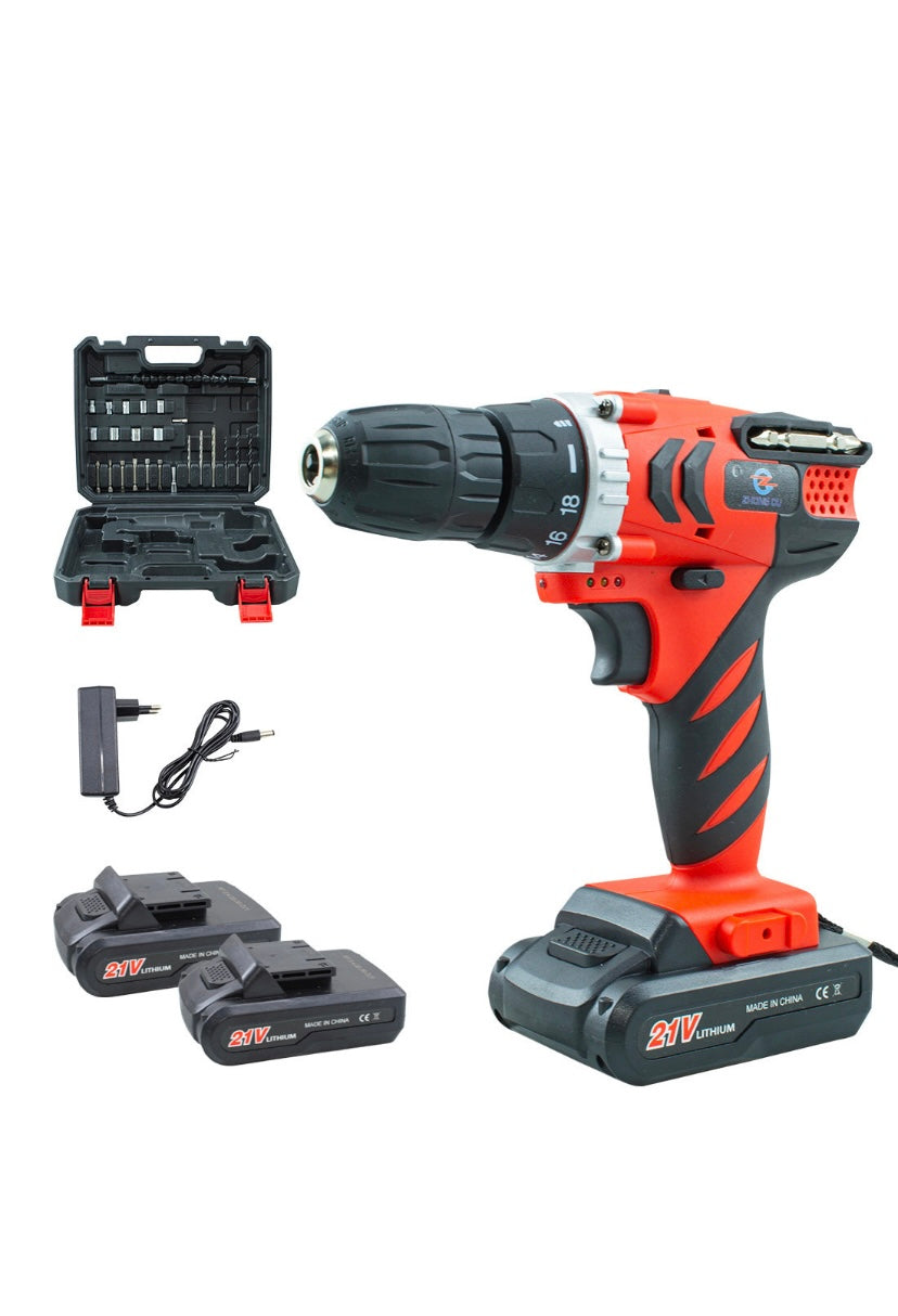 TRAPANO AVVITATORE DOPPIA BATTERIA A LED 21V SENZA FILI COM VALIGETTA E ACCESSORI