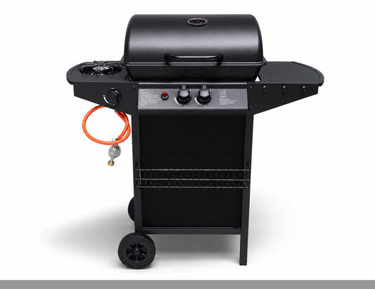 Barbecue A Gas Termometro Grill Pietra Portatile Con Fornello Laterale Ruote