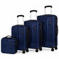 Set 4 Valigie da Viaggio Rigide + Beauty Case Trolley 4 Ruote 360 con Chiusura
