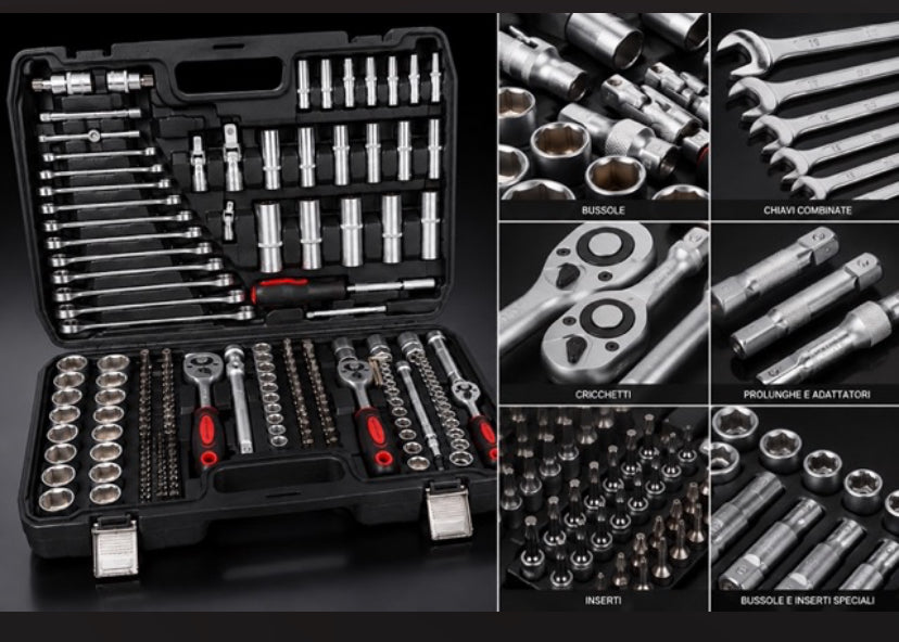Set Valigetta Attrezzi 216 Pezzi Kit Chiavi a Bussola, Chiavi a Cricchetto