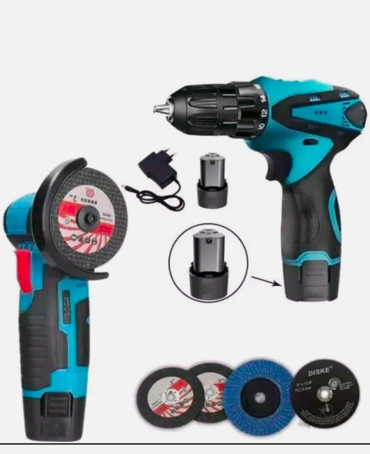 Trapano + Smerigliatrice Angolare Flex con 2 Batterie 48V mukins Kit Completo