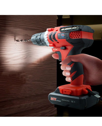 TRAPANO AVVITATORE DOPPIA BATTERIA A LED 21V SENZA FILI COM VALIGETTA E ACCESSORI