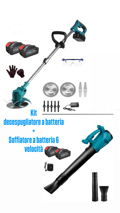 KIT DECESPUGLIATORE A BATTERIA+SOFFIATORE A BATTERIA