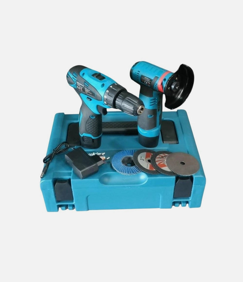 Trapano + Smerigliatrice Angolare Flex con 2 Batterie 48V mukins Kit Completo