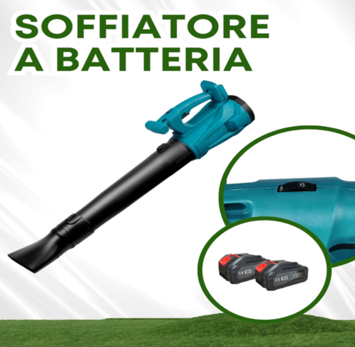 Soffiatore a Batteria Professionale Soffiatore per Foglie 2 Batterie 6 Velocita'