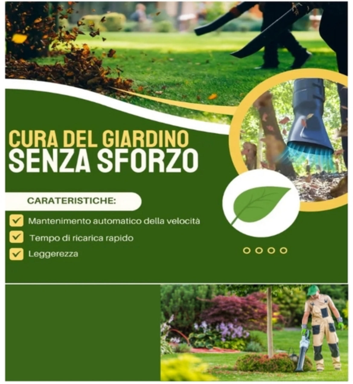 Soffiatore a Batteria Professionale Soffiatore per Foglie 2 Batterie 6 Velocita'