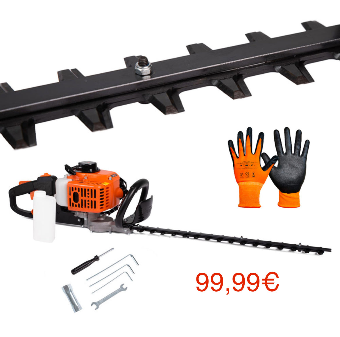 Tagliasiepi a scoppio 2 tempi doppia lama da 60 cm manico rotante articolato