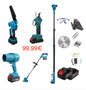 Kit 4 in 1 Giardinaggio Professionale a Batteria 88V, Motosega + Cesoia Potatura + Decespugliatore + Soffiatore Foglie con 2 Batterie e Accessori