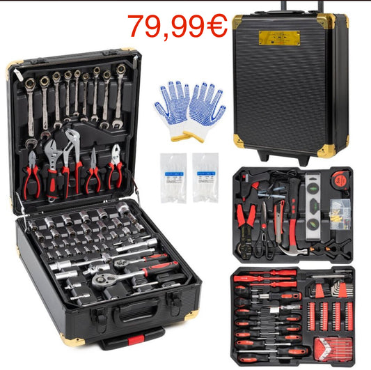 Cassetta Attrezzi Lavoro 849 PZ Valigia Completa Utensili Trolley Portautensili