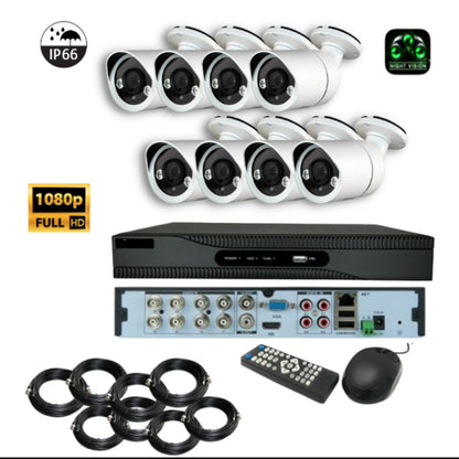 Kit Videosorveglianza 8 Canali Infrarossi HD + DVR, Cavi, Alimentatore.
