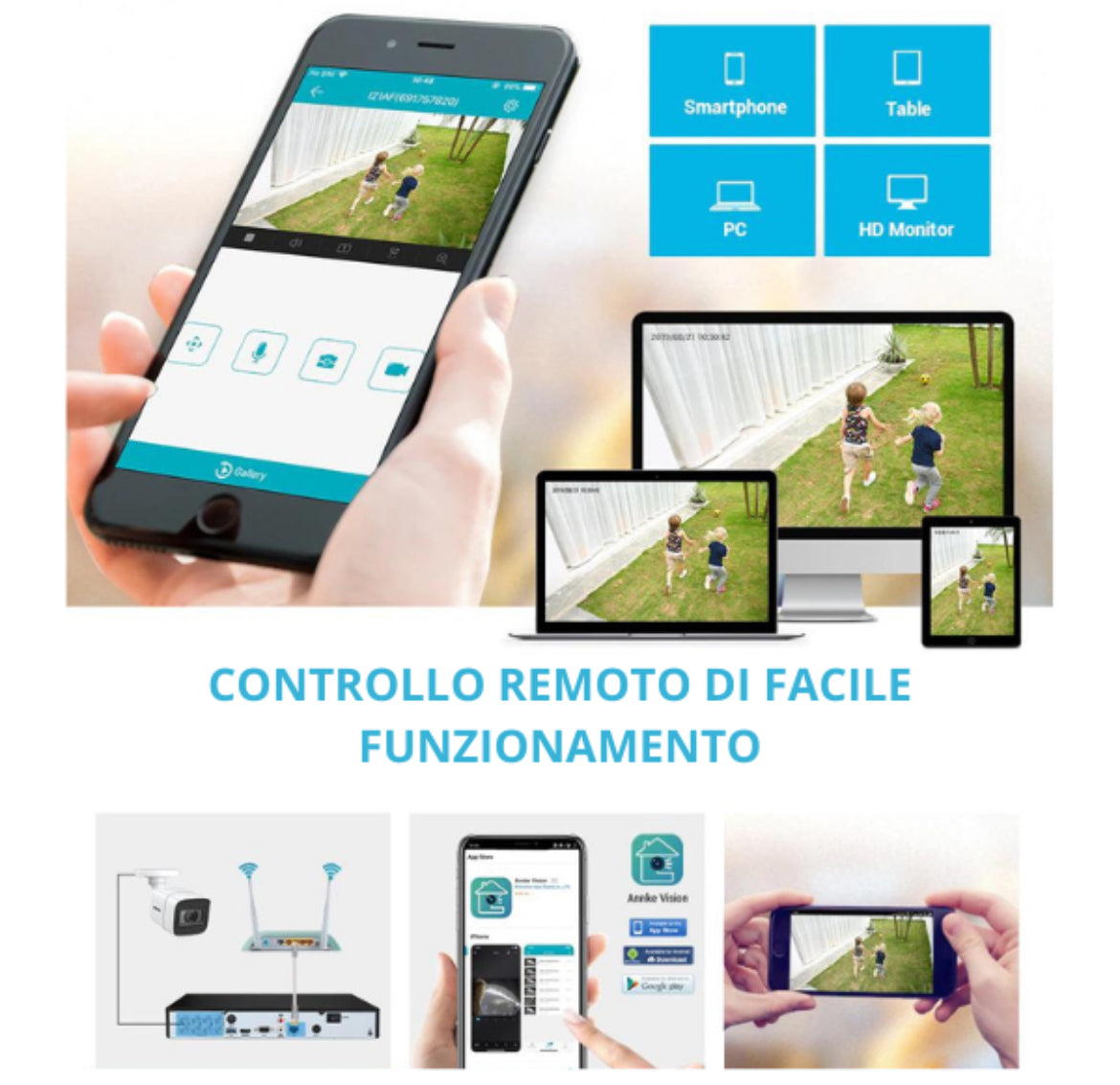 Kit Videosorveglianza 8 Canali Infrarossi HD + DVR, Cavi, Alimentatore.
