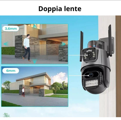 Telecamera PTZ 6MP 4K WiFi Doppio Obiettivo Audio Allarme IP66 Infrarossi