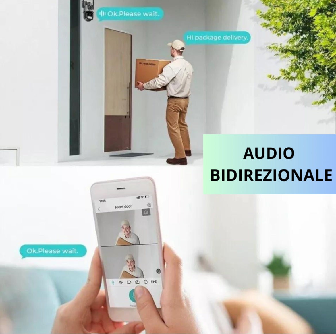 Telecamera PTZ 6MP 4K WiFi Doppio Obiettivo Audio Allarme IP66 Infrarossi
