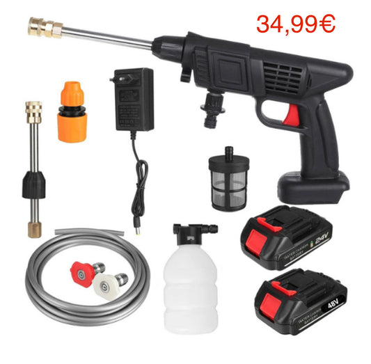 Pistola Idropulitrice 48V Doppia Batteria Getto Regolabile Accessori Pulizia