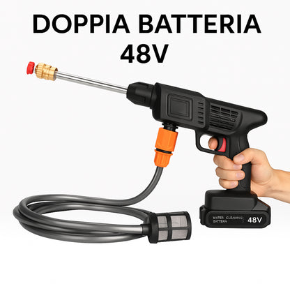 Pistola Idropulitrice 48V Doppia Batteria Getto Regolabile Accessori Pulizia