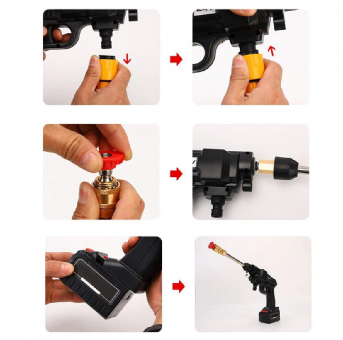 Pistola Idropulitrice 48V Doppia Batteria Getto Regolabile Accessori Pulizia