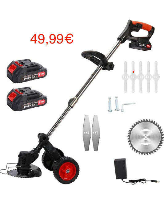 DECESPUGLIATORE 48v A BATTERIA CON RUOTE TAGLIABORDI DOPPIA BATTERIA