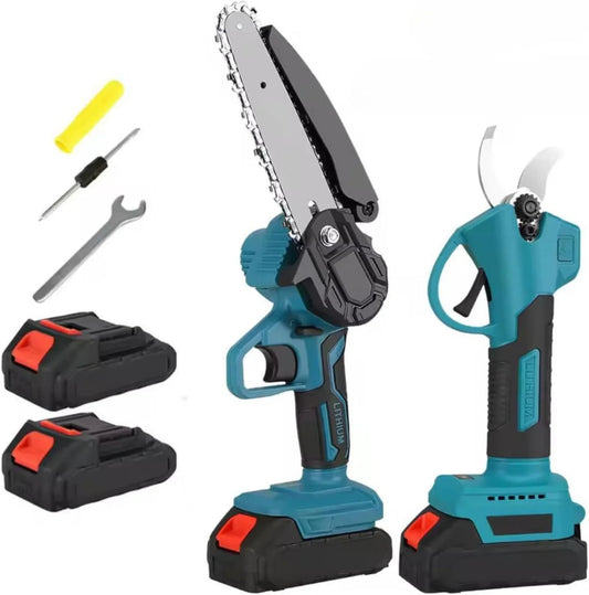 Forbici Potatura a Batteria, Motosega a Batteria Incluso con 2 Batterie 48V 2000Mah