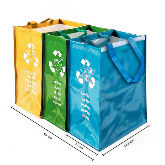 Borse colorate 004620 per raccolta differenziata SET 3 Pz autoportanti armadio