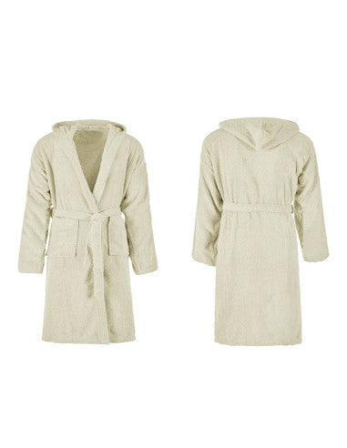 Accappatoio in Spugna Unisex SUPREMA per Adulti Cappuccio Tinta Unita con Tasche